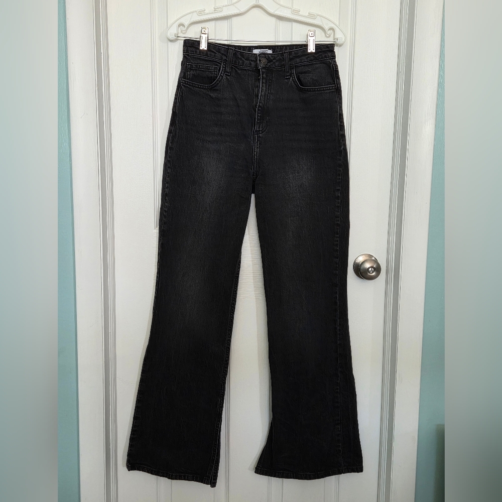 Forever 21 Faded Black High Rise Split Hem Flare Jeans